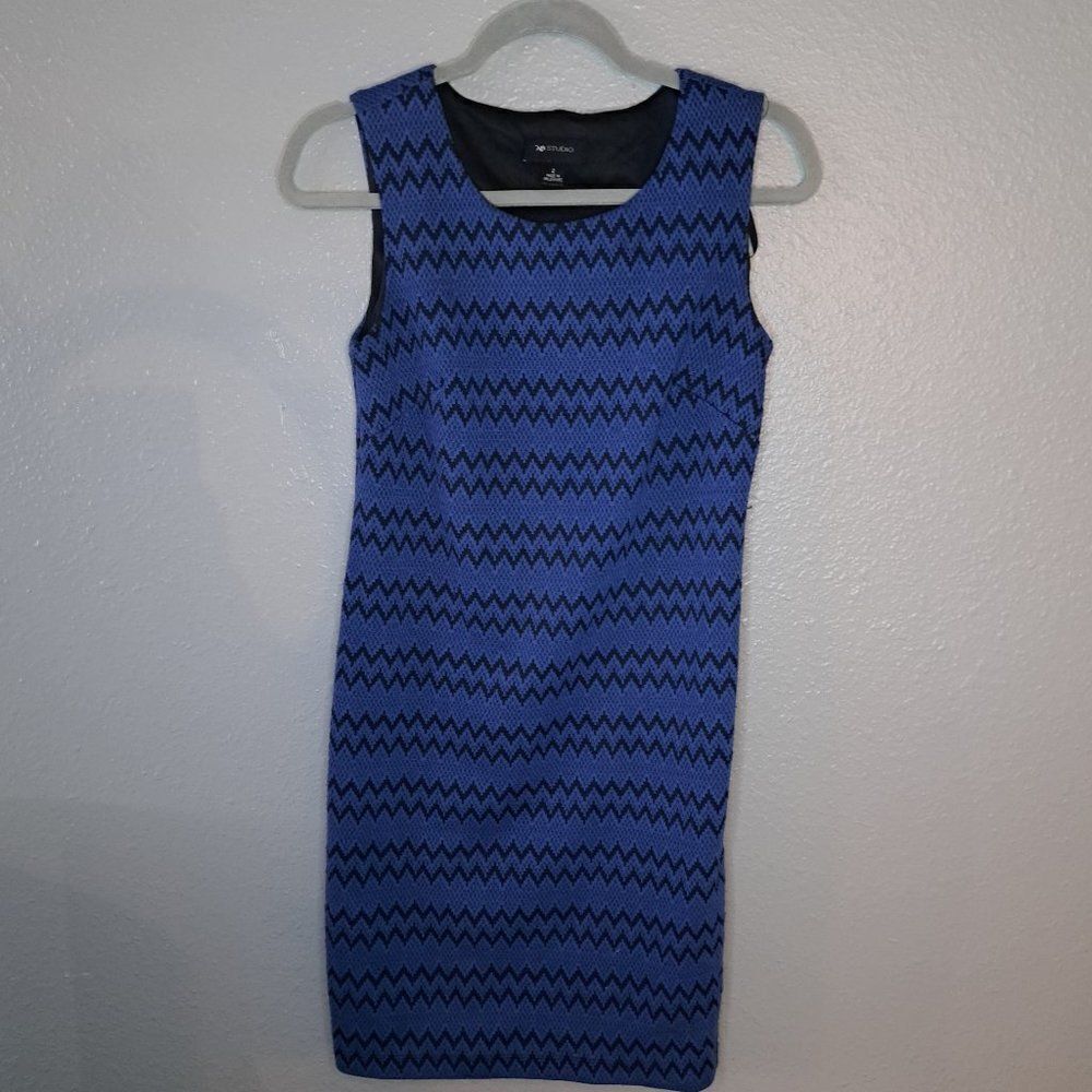 AB Studio Blue and Black Sheath Dress Size 2